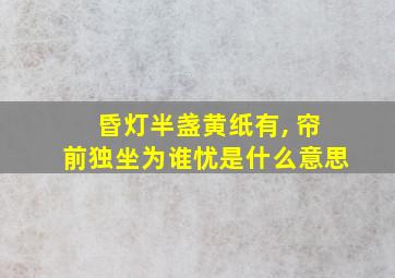 昏灯半盏黄纸有, 帘前独坐为谁忧是什么意思